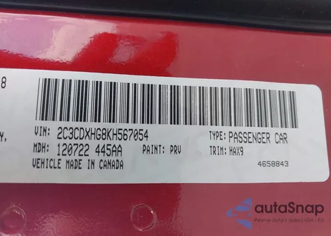 2019 Dodge Charger Gt Rwd from USA, damaged, VIN 2C3CDXHG8KH567054